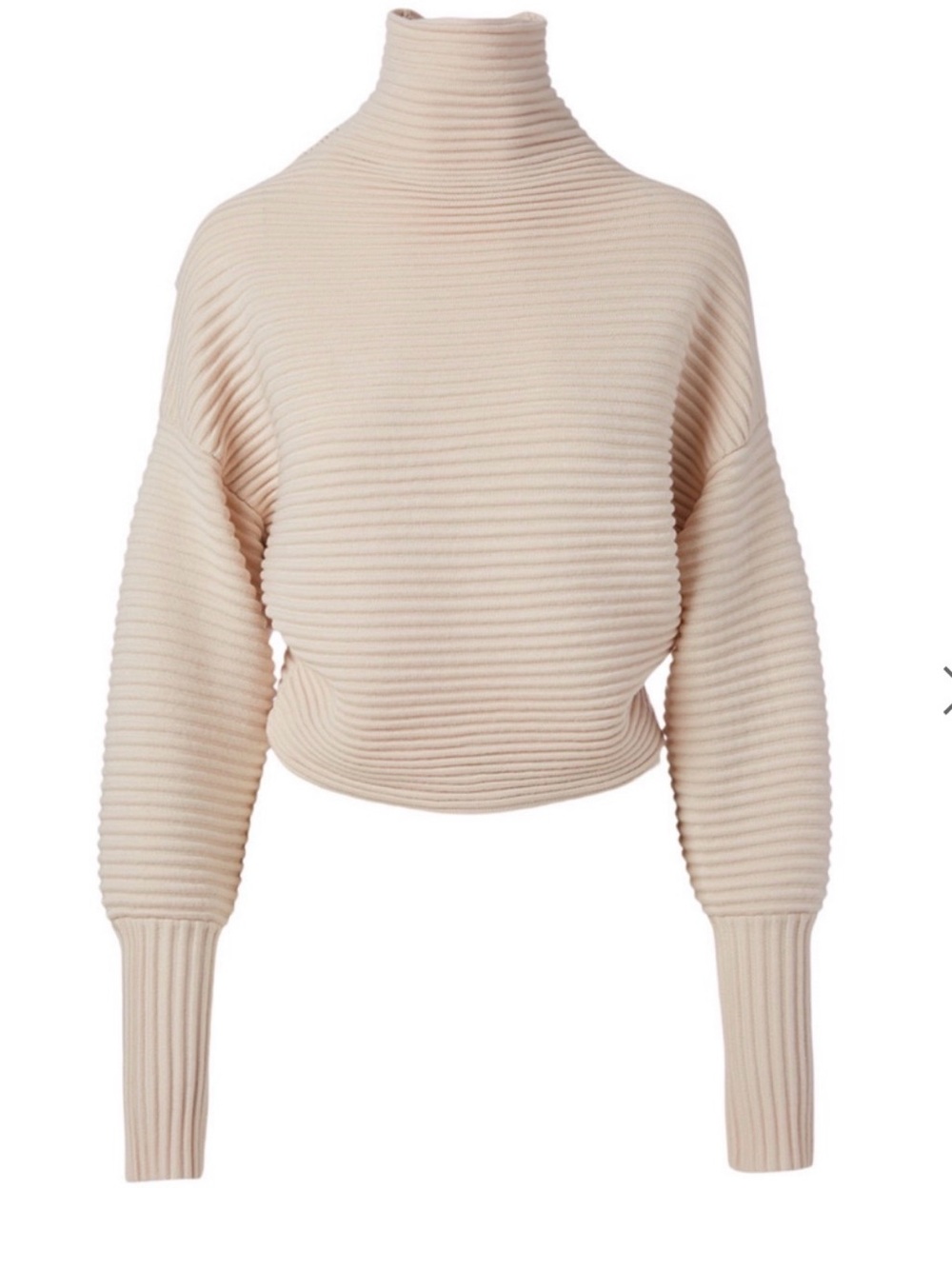 Victoria Beckham Cream Ribbed Cropped Turtleneck Sweater Size M